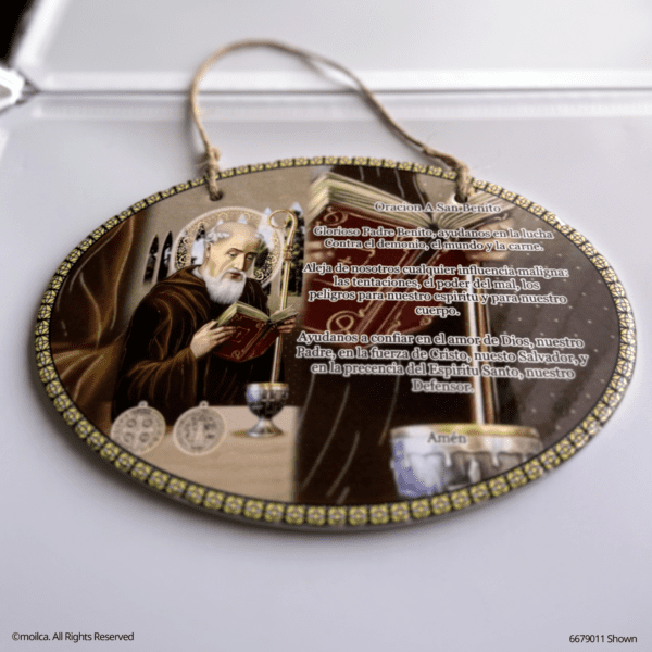 Saint Benedict Resin Oval Frame - Spanish Prayer - Image 3