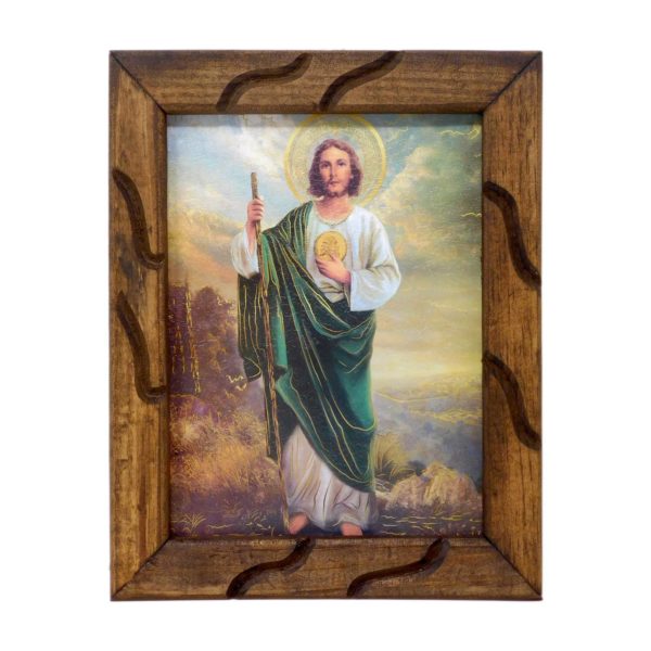 Saint Jude Thaddeus Resembling a Oil Painting 12” Catholic Rustic Frame