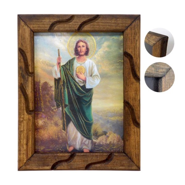 Saint Jude Thaddeus Resembling a Oil Painting 12” Catholic Rustic Frame - Image 2