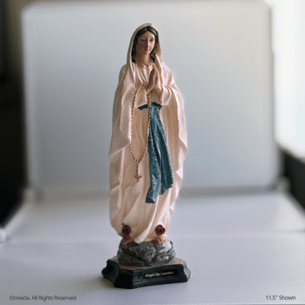 Our Lady of Lourdes Resin Statue - Catholic Figurine | Virgen de Lourdes, Figura Catolica - Estatua de Resina - Image 2