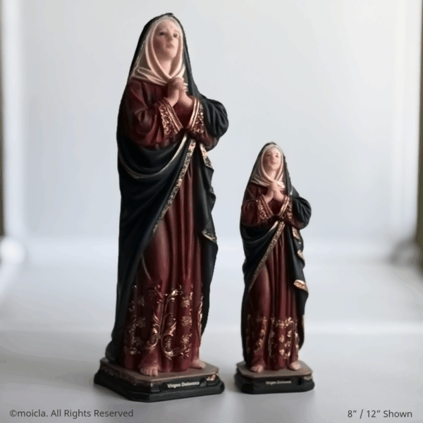 Our Lady of Sorrows Resin Statue - Catholic Figurine Sizes 8" -12 Available