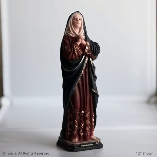 Our Lady of Sorrows Resin Statue - Catholic Figurine Sizes 8" -12 Available - Image 2