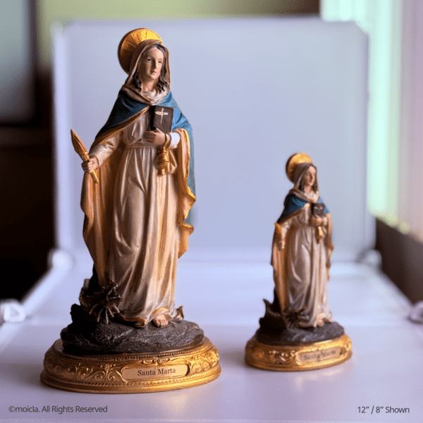 Saint Martha of Bethany Resin Statue - Catholic Figurine, Sizes 8"-12" Available | Santa Marta de Betania, Figura Catolica - Estatua de Resina