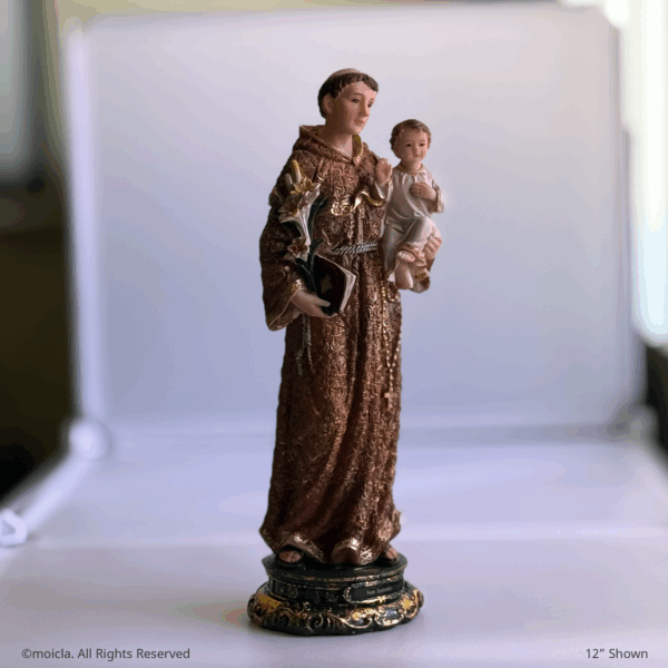 Saint Anthony of Padua Resin Statue - 12" Catholic Figurine | San Antonio de Padua, Figura Catolica - Estatua de Resina