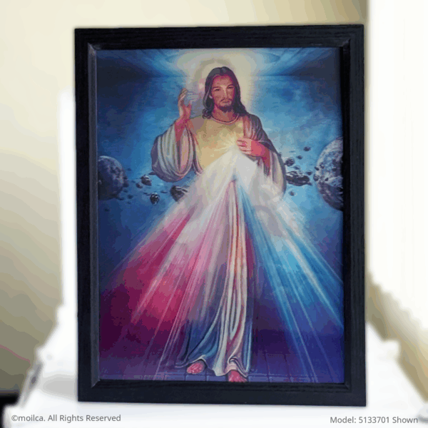 Divine Mercy 17" Catholic 3D Image, 3 in 1 (Risen Jesus, Jesus King of the World) | Divina Misericordia Image Catolica en 3D, 3 en 1