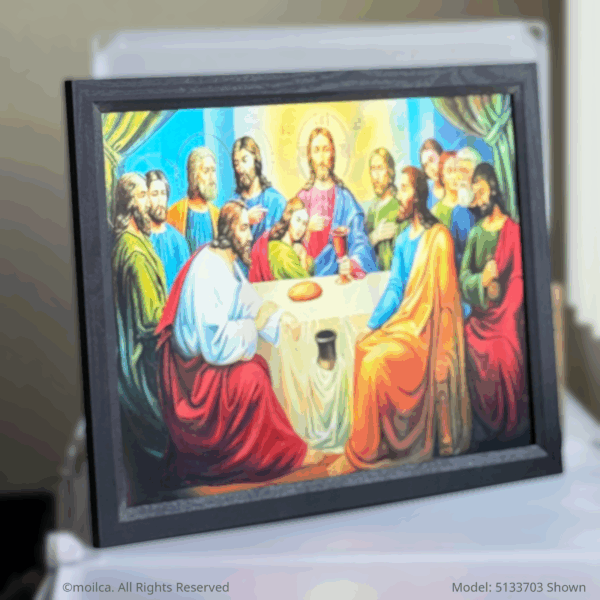The Last Supper  17" Catholic 3D Image, 3 in 1 (The Good Shepherd, Risen Jesus) | La Ultima Cena Image Catolica en 3D, 3 en 1