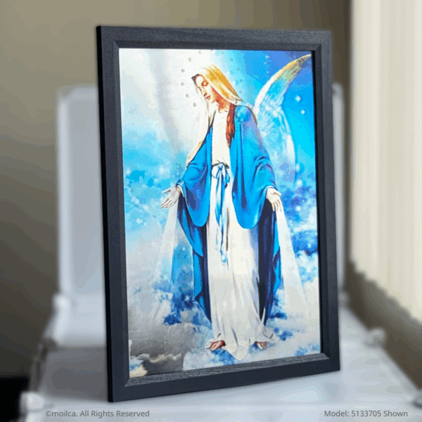 Our Lady of Grace 17" Catholic 3D Image, 3 in 1 (Divine Mercy, Guardian Angel) | Virgen Milagrosa Image Catolica en 3D, 3 en 1